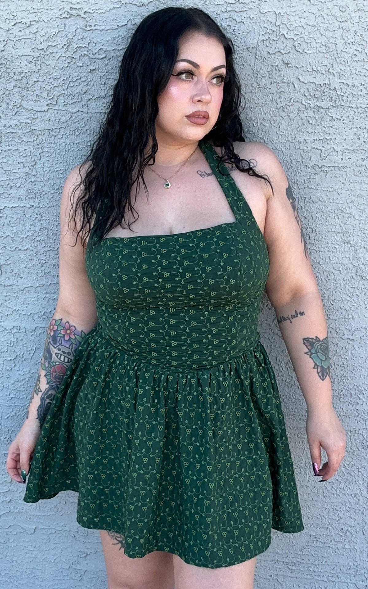 Halter Mini Dress in Alpine Green - Image 3