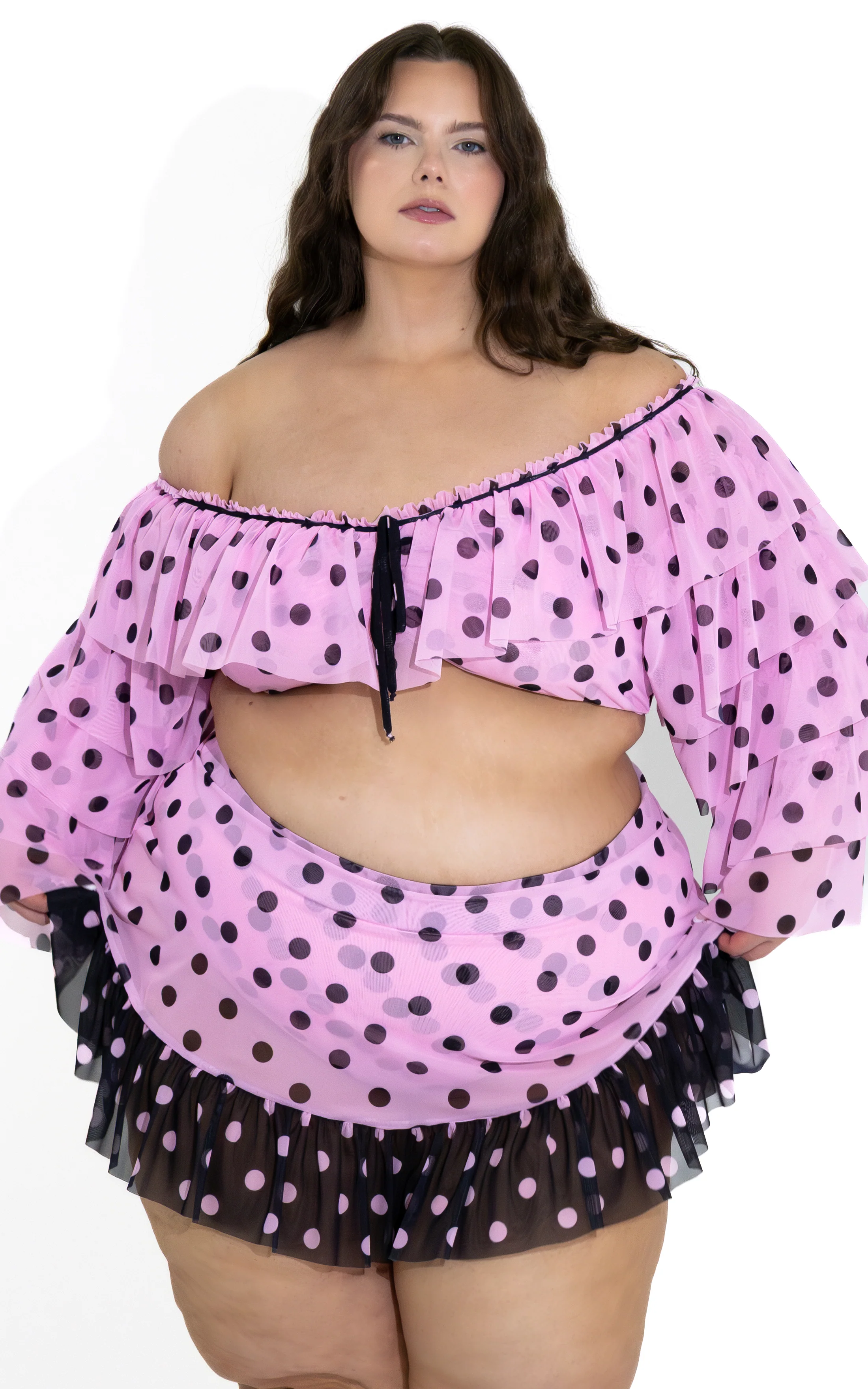 Tatum Top in Pink/Black Polka Dot - Image 2