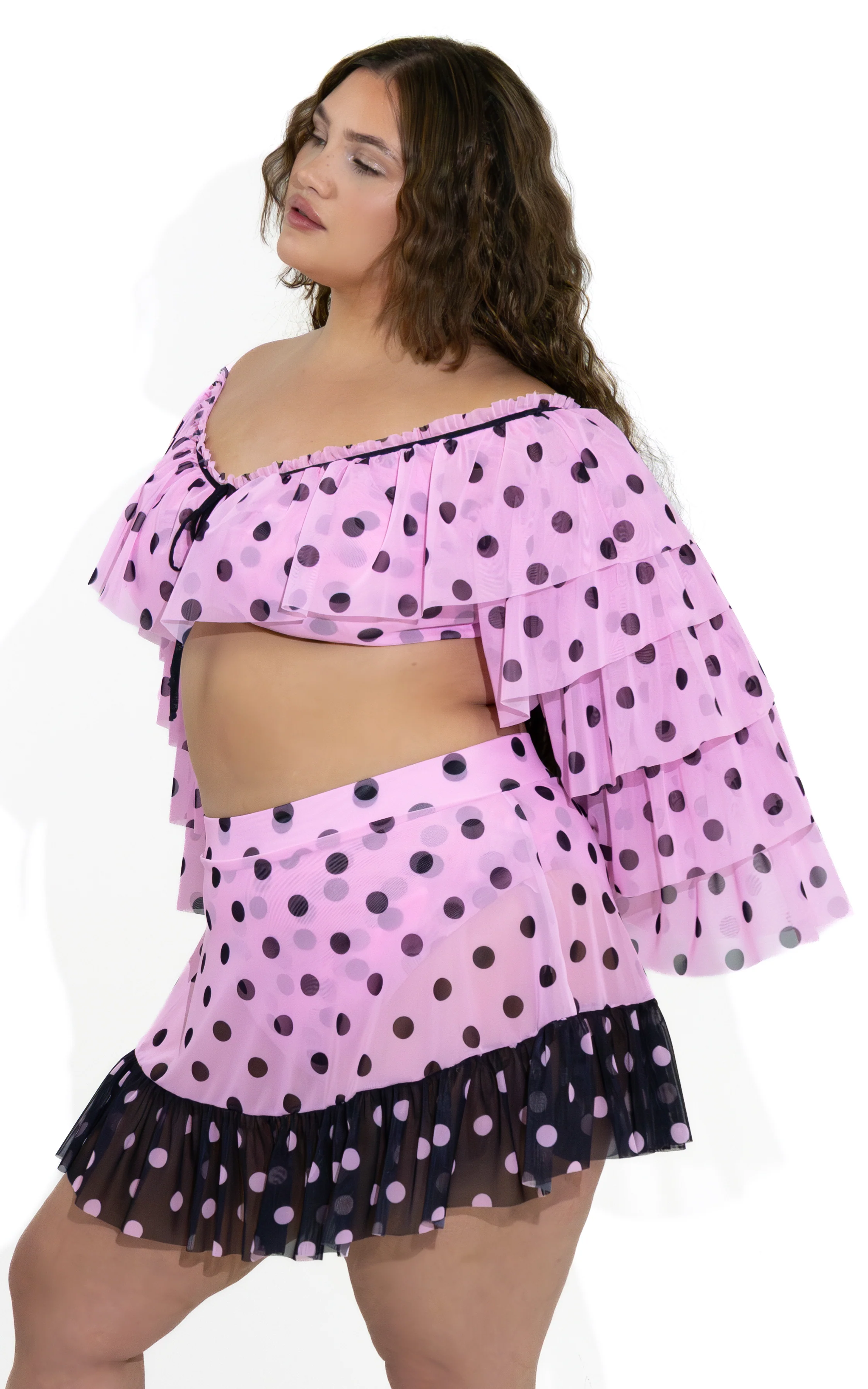 Tatum Top in Pink/Black Polka Dot - Image 4